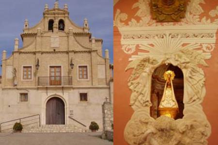 Detalle de la fachada y del interior del Santuario